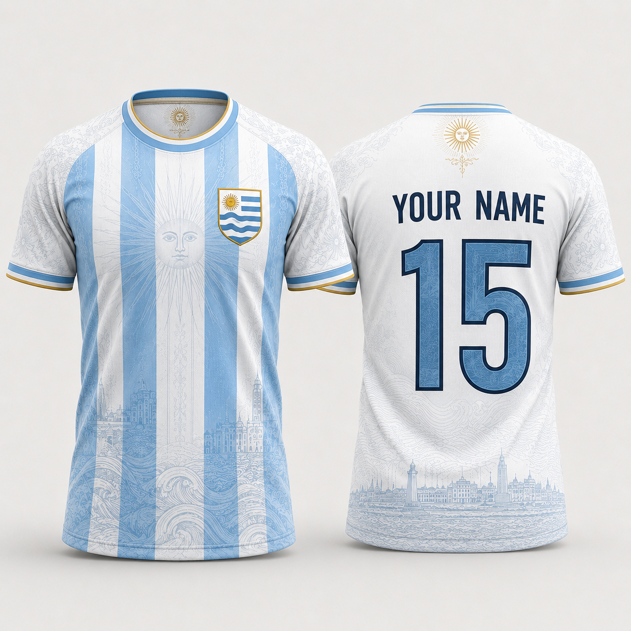 Uruguay Flag Sol de Mayo Fooball Shirt, V-NeckMen Football Lover, Soccer Fan Football Gifts