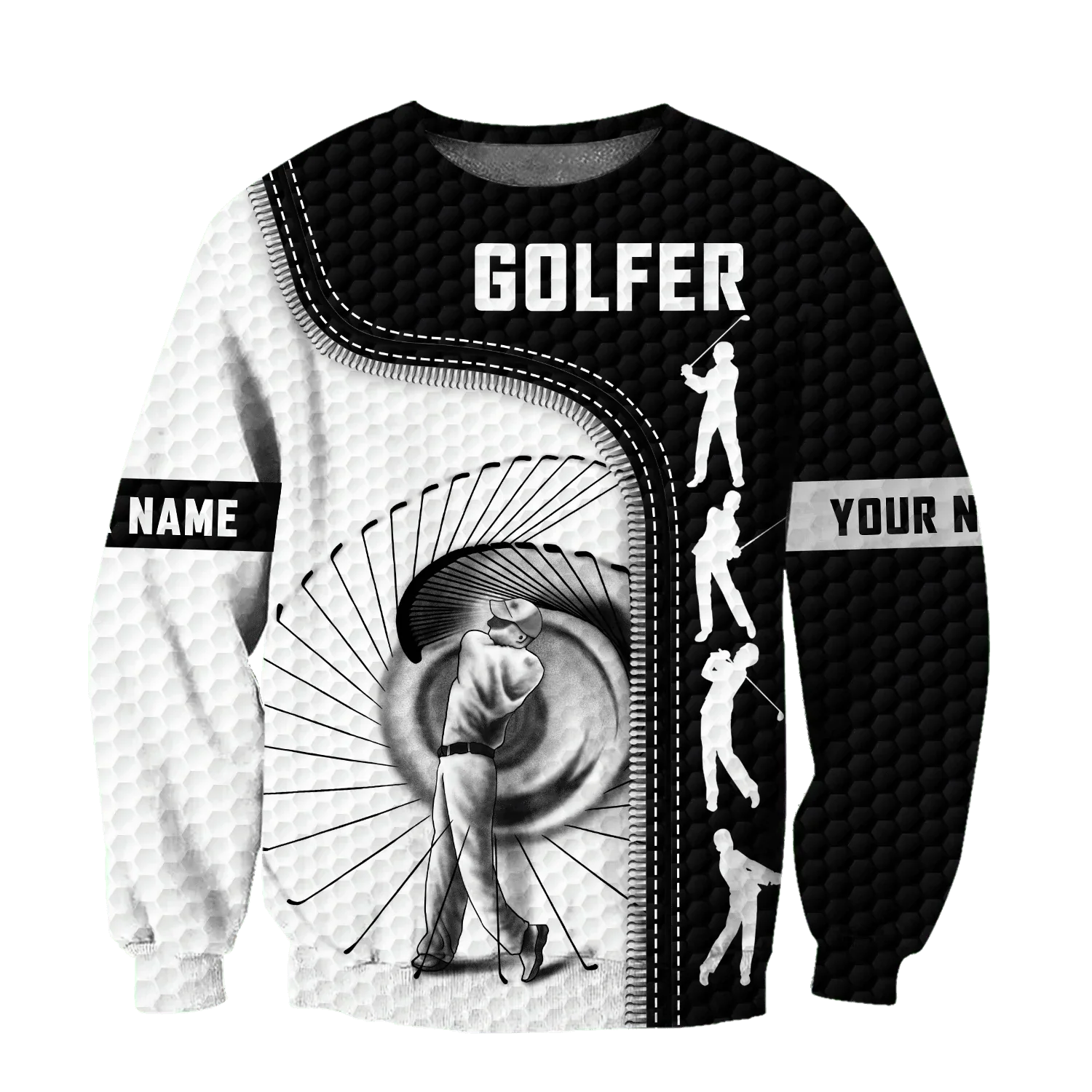 Golfer Swing Custom Name Golf Polo ShirtGolf Apparel, Golf Gift For Men