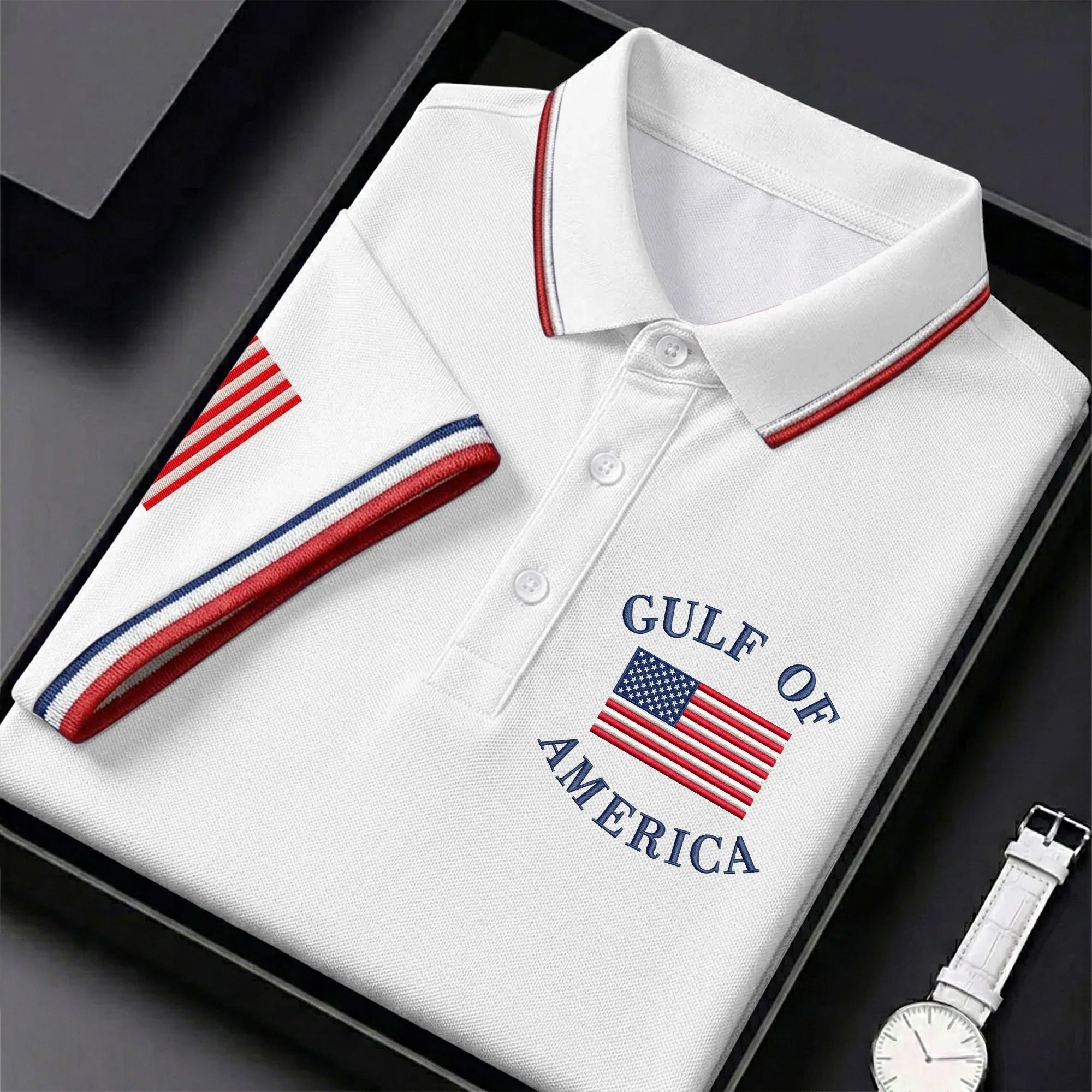 Gulf Of America Patriotic Golf Shirt, 4th Of July Golf Shirt, 250 Years Polo Shirtor Men