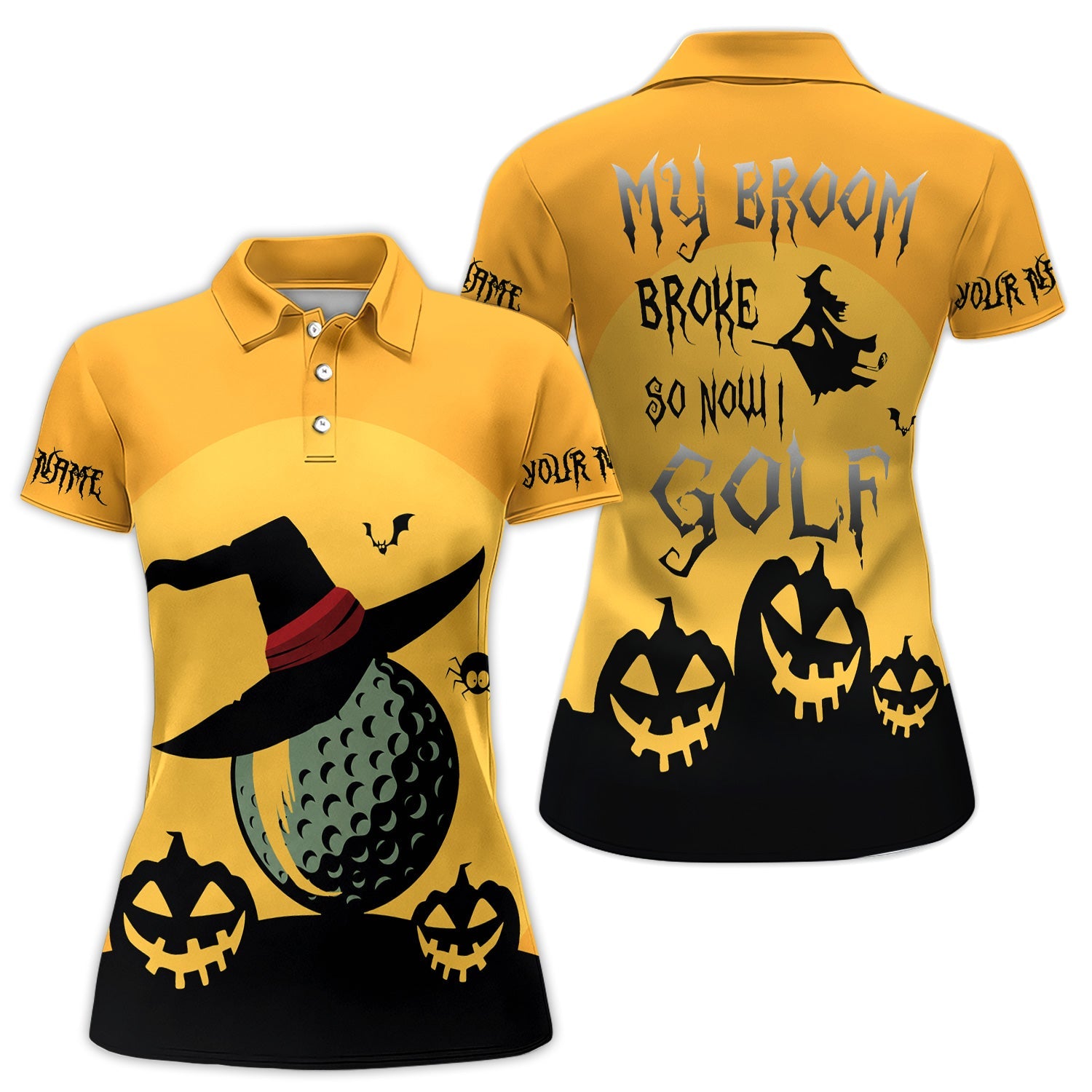 Funny Halloween Golf Polo Shirt for Men – My Broom Broke So Now I Golf Witch Shirt