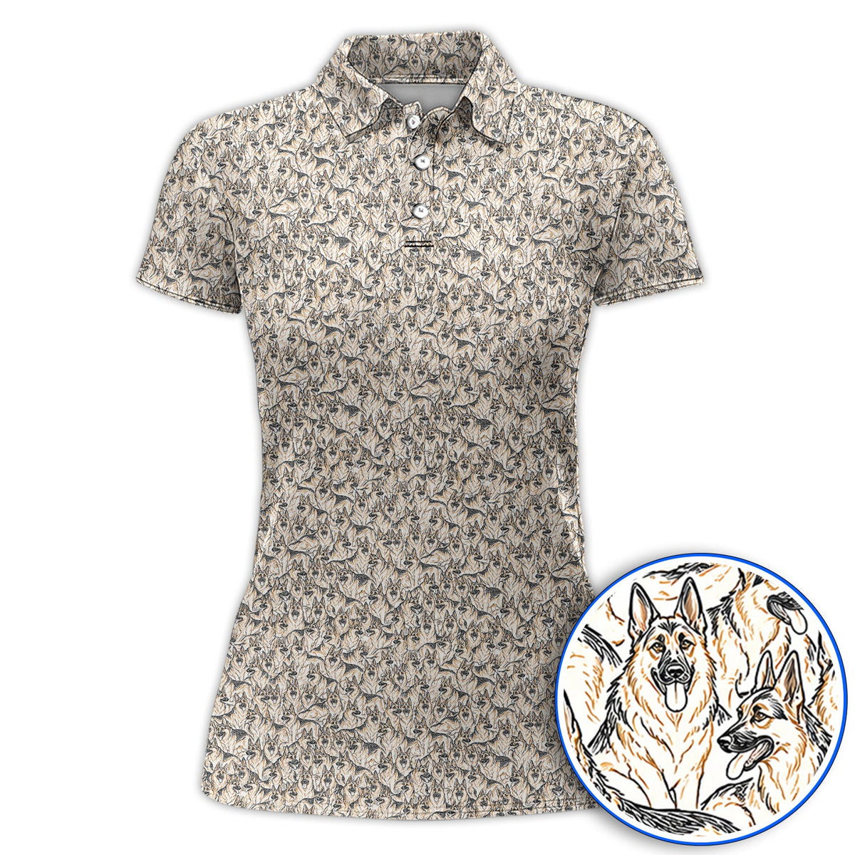 German Shepherd Golf Shirt, Crazy German Pattern Golf Polos, Golf Gift For Golfers