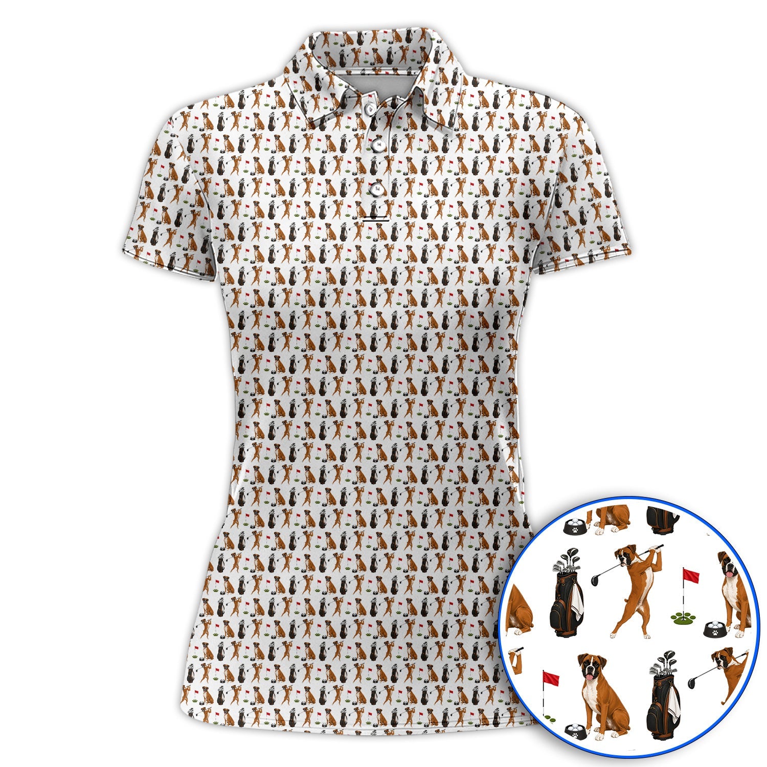 Crazy Boxer Golf Shirt, Boxer Golf Pattern Polos for Golfer, Dog Lover Golf Gift