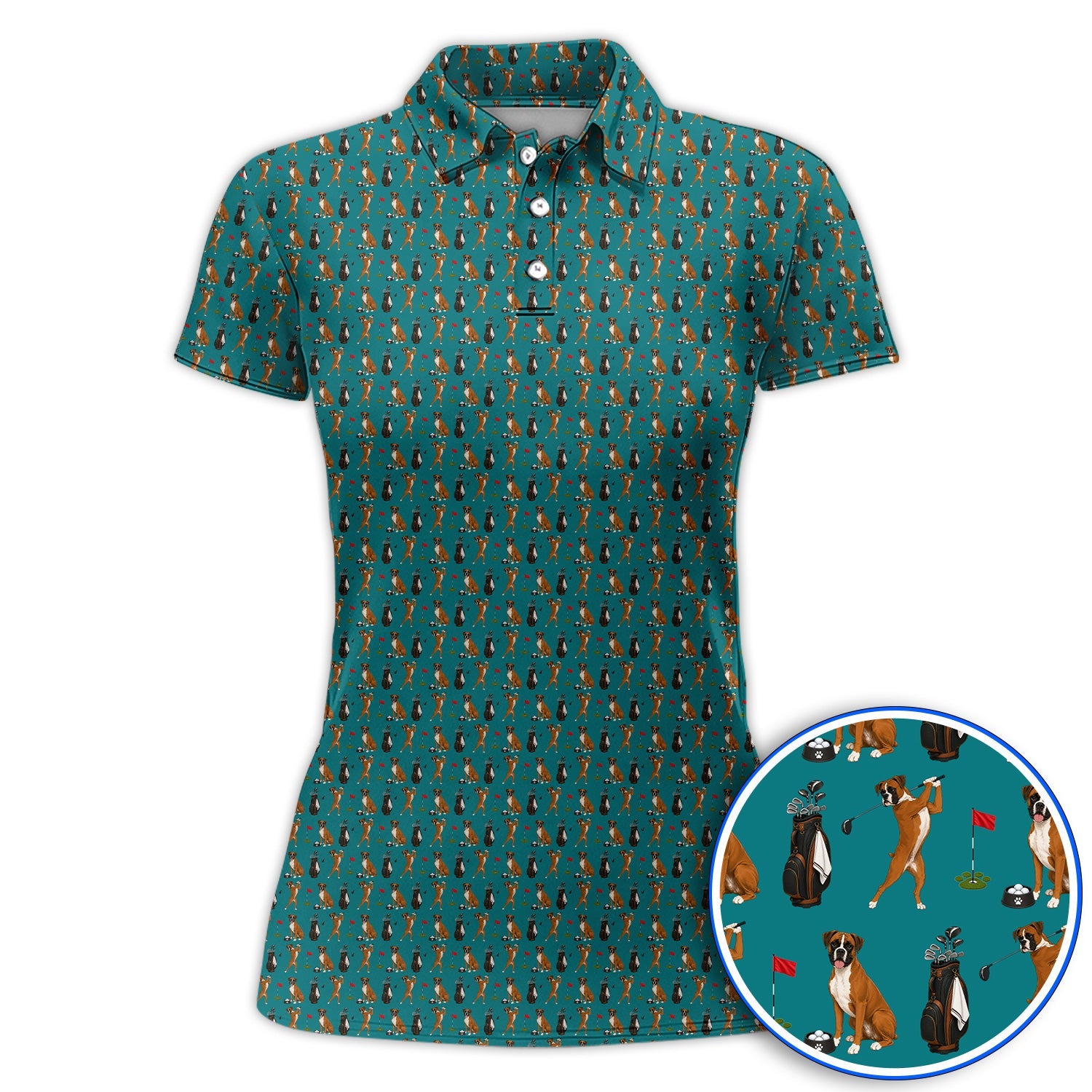 Crazy Boxer Golf Shirt, Boxer Golf Pattern Polos for Golfer, Dog Lover Golf Gift