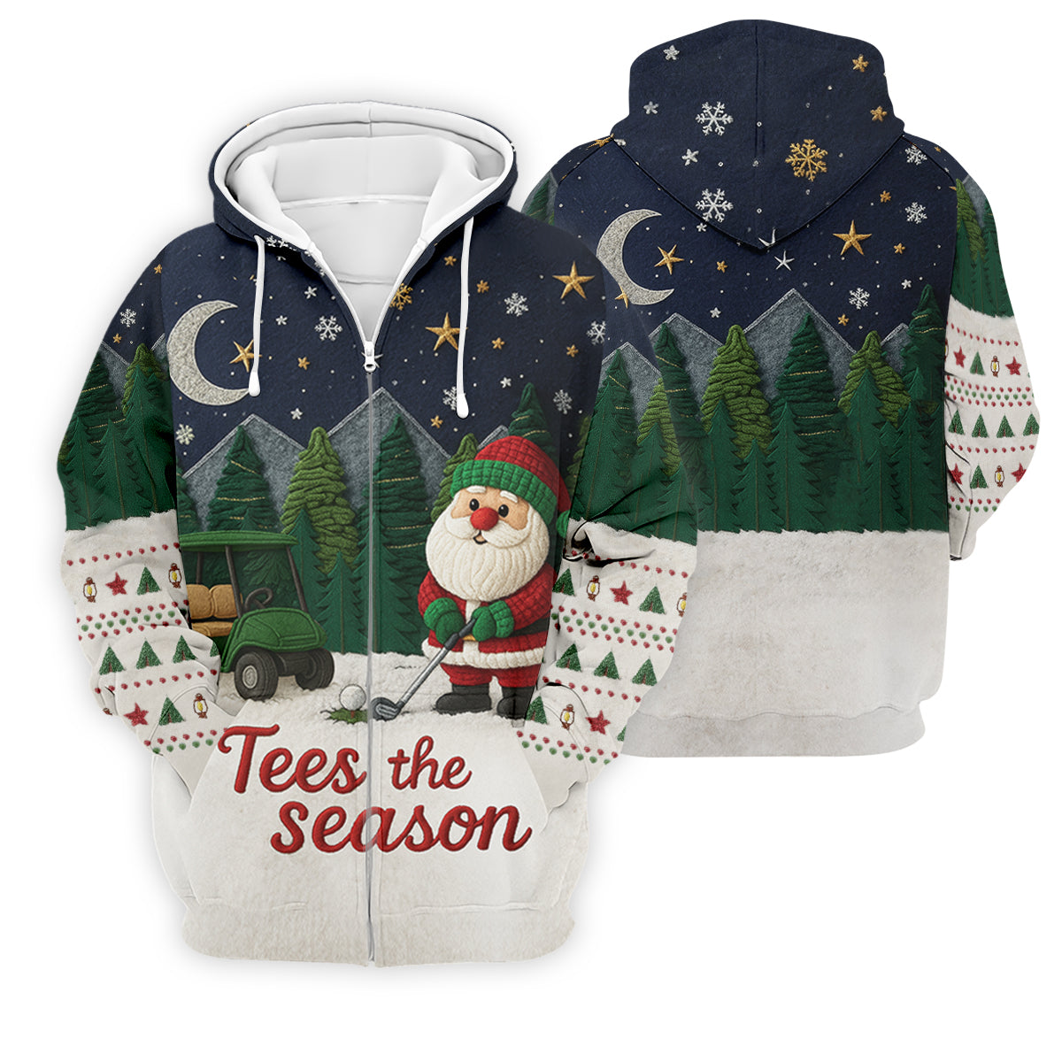 Santa Golfing Tees The Season Night Theme Golf Tops For Men, Christmas Golf Shirt, Polo ShirtFor Men