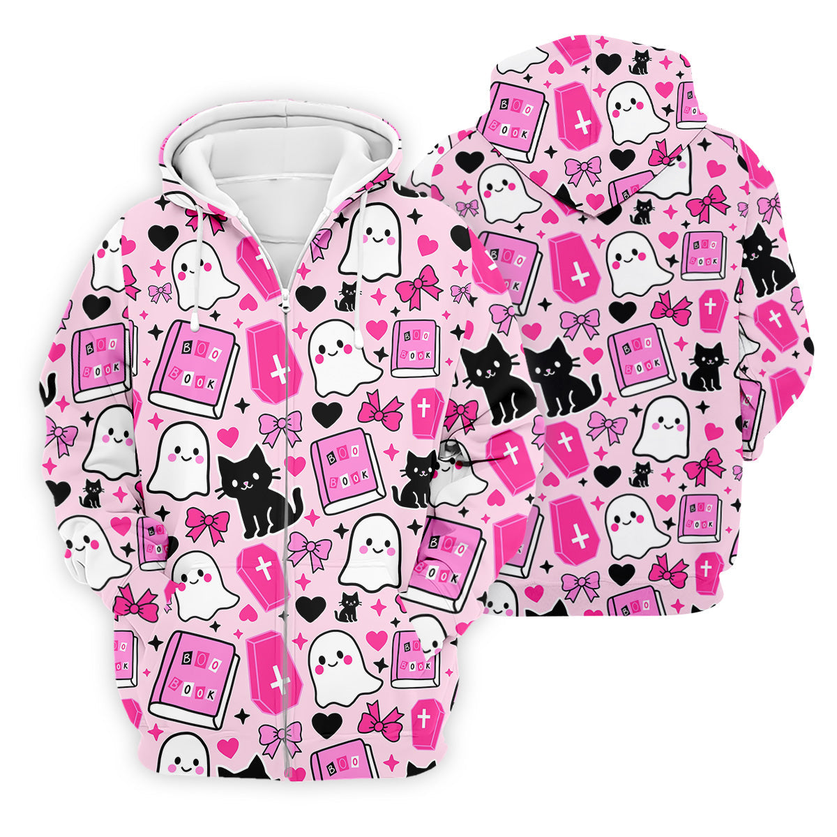 Halloween Boo And Cat Coquette Pink Golf Tops For Men, Fun Golf Shirts For Men, Polo ShirtFor Men