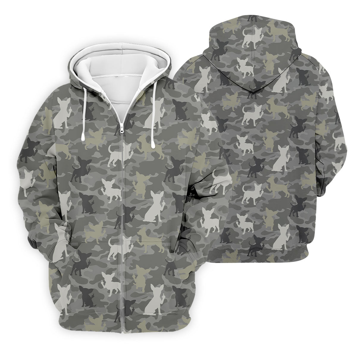 Grey Camo Chihuahua Dog Pattern Golf Shirt, Mens Polo Shirt, Golf Shirts For Men, Performance Golf Shirt