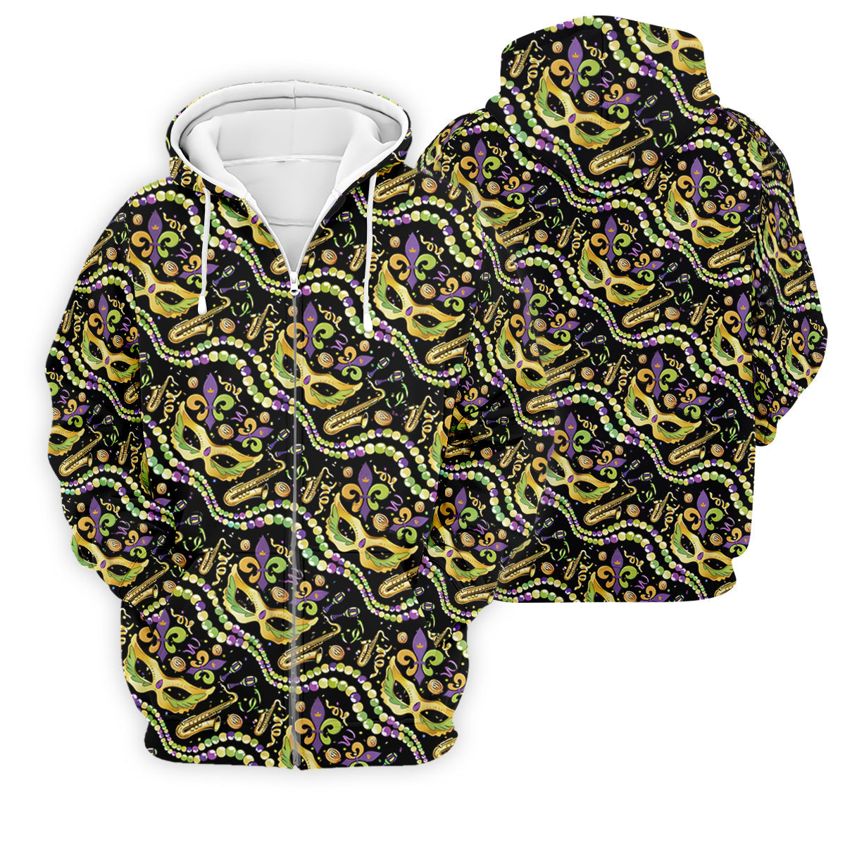 Gold Masquerade Mask Beads String Mardi Gras Golf Shirt, Polo ShirtFor Men, Golf Shirts For Men