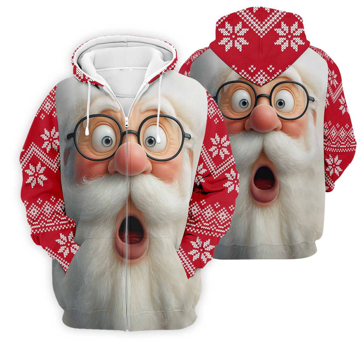 Surprised Funny Santa Claus Face Men's Golf Polo Shirtistmas Golf Shirt, Golf Gift For Men