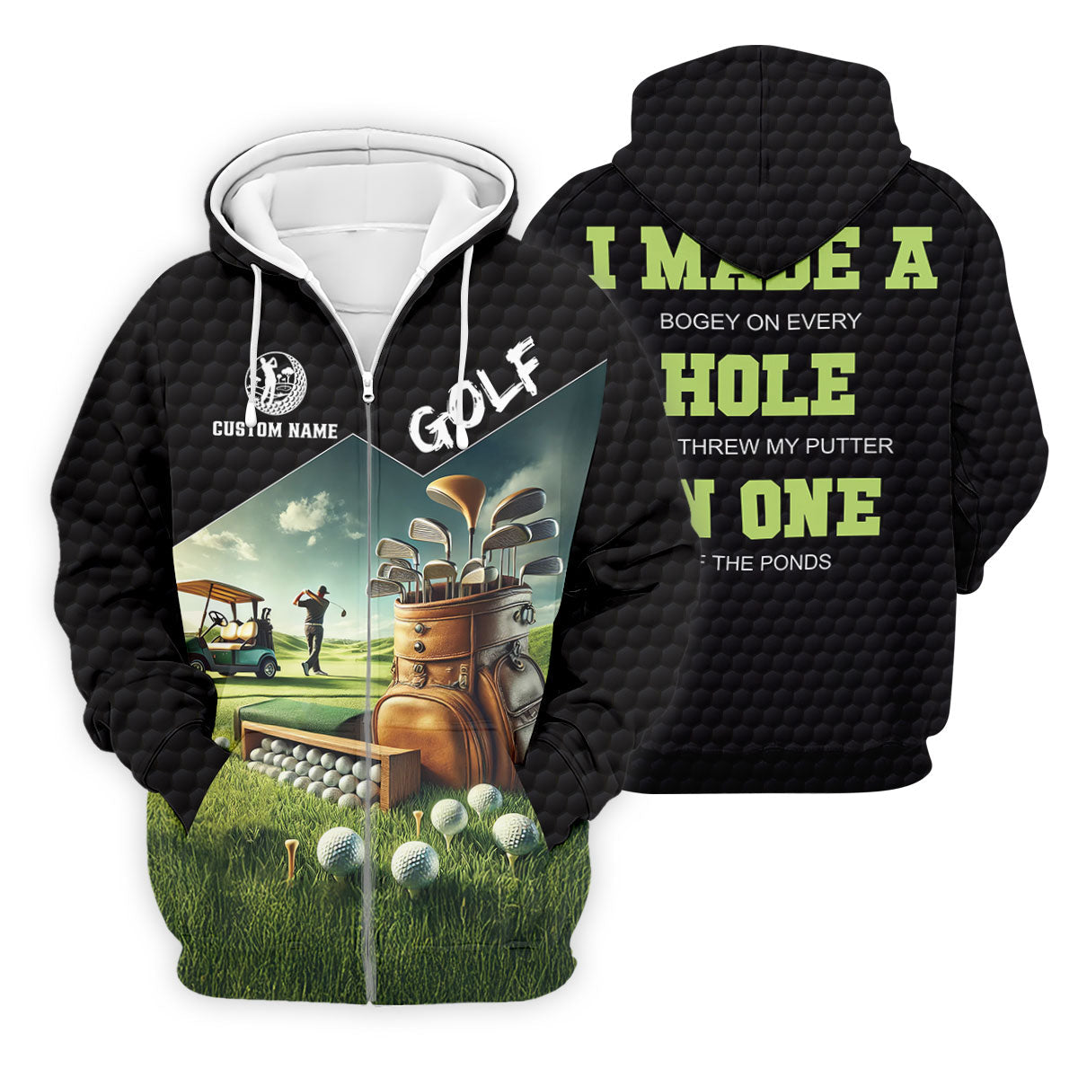 Custom Name Golf Course Club Bag Polo Shirt, Mens Golf Polo, Golf Apparel For Men
