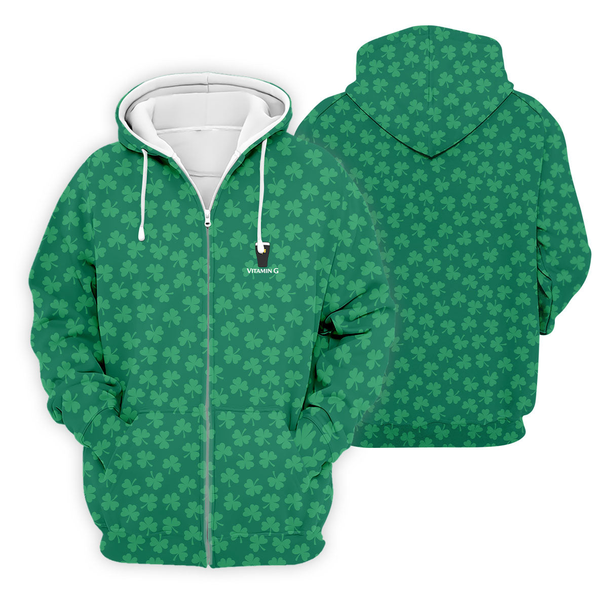 Vitamin G Shamrock Pattern Golf And Beer Green Golf Shirt, St Patrick's Day Golf Shirt, Polo ShirtFor Men