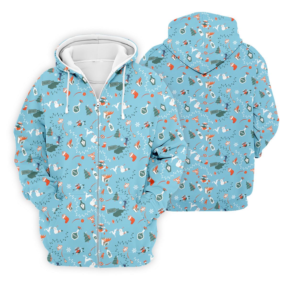 Holiday Chaos Ice Blue Color Golf Tops For Men, Christmas Golf Shirt, Golf Shirts For Men, Golfing Apparel
