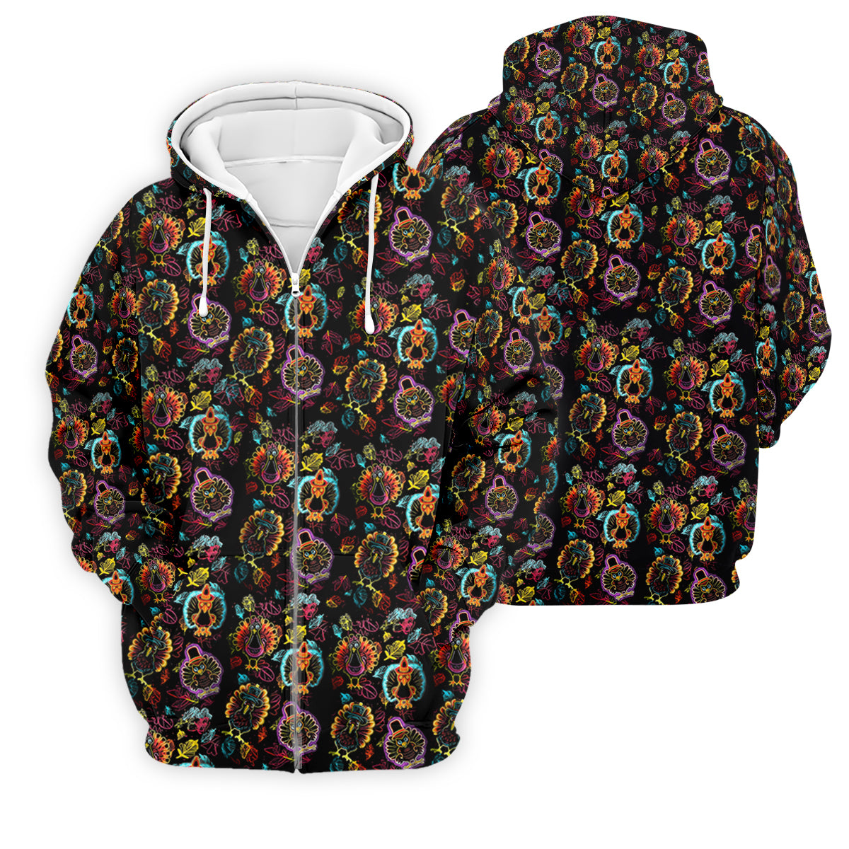 Neon Turkey Thanksgiving Golf Tops For Men, Polo Shirtor Men, Golf Gift For Men, Golfing Apparel
