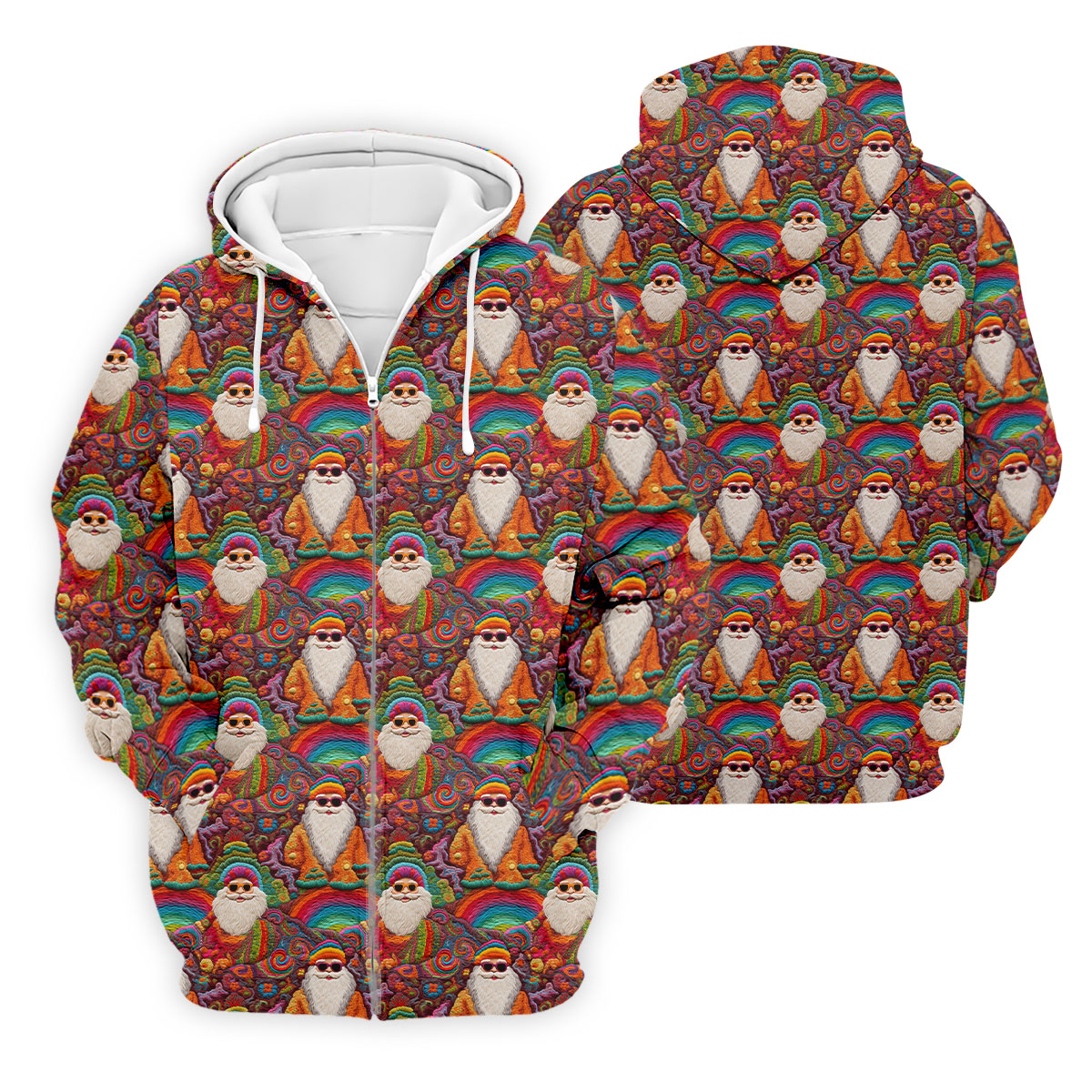 Groovy Hippie Santa Seamless Pattern Golf Shirts, Gifts For Golf Lovers, Christmas Golf Shirt, Golfing Apparel
