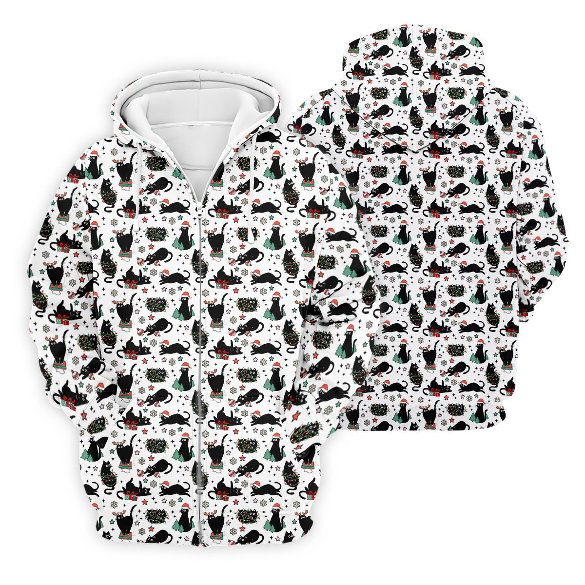 Xmas Black Cat Polo Shirtor Men, Christmas Golf Shirt, Golf Gift For Men, Christmas Golf Shirt
