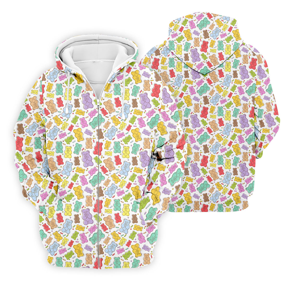 Gummy Bear Golf Shirt, Colorful Candy Pattern Men's Golf Polo, Polo Shirts For Men