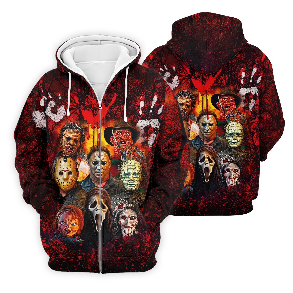 Halloween Horror Character Hawaiian Golf Shirt, Men's Golf Shirt, Golf Shirts For Men