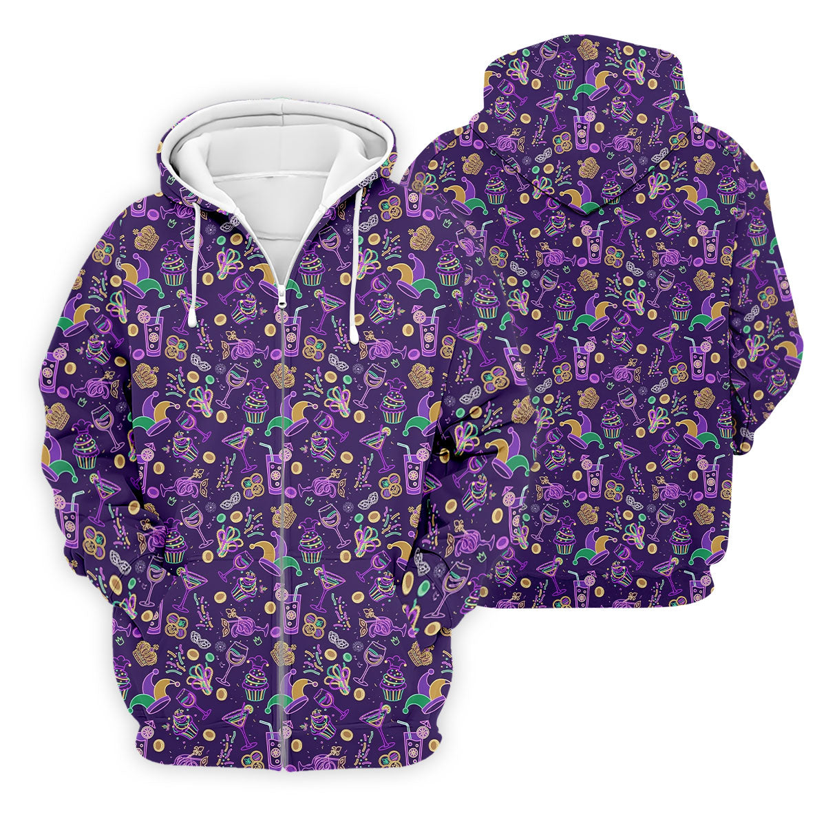 Mardi Gras Food Green Gold Purple Golf Tops For Men, Polo ShirtFor Men, Golf Shirts For Men
