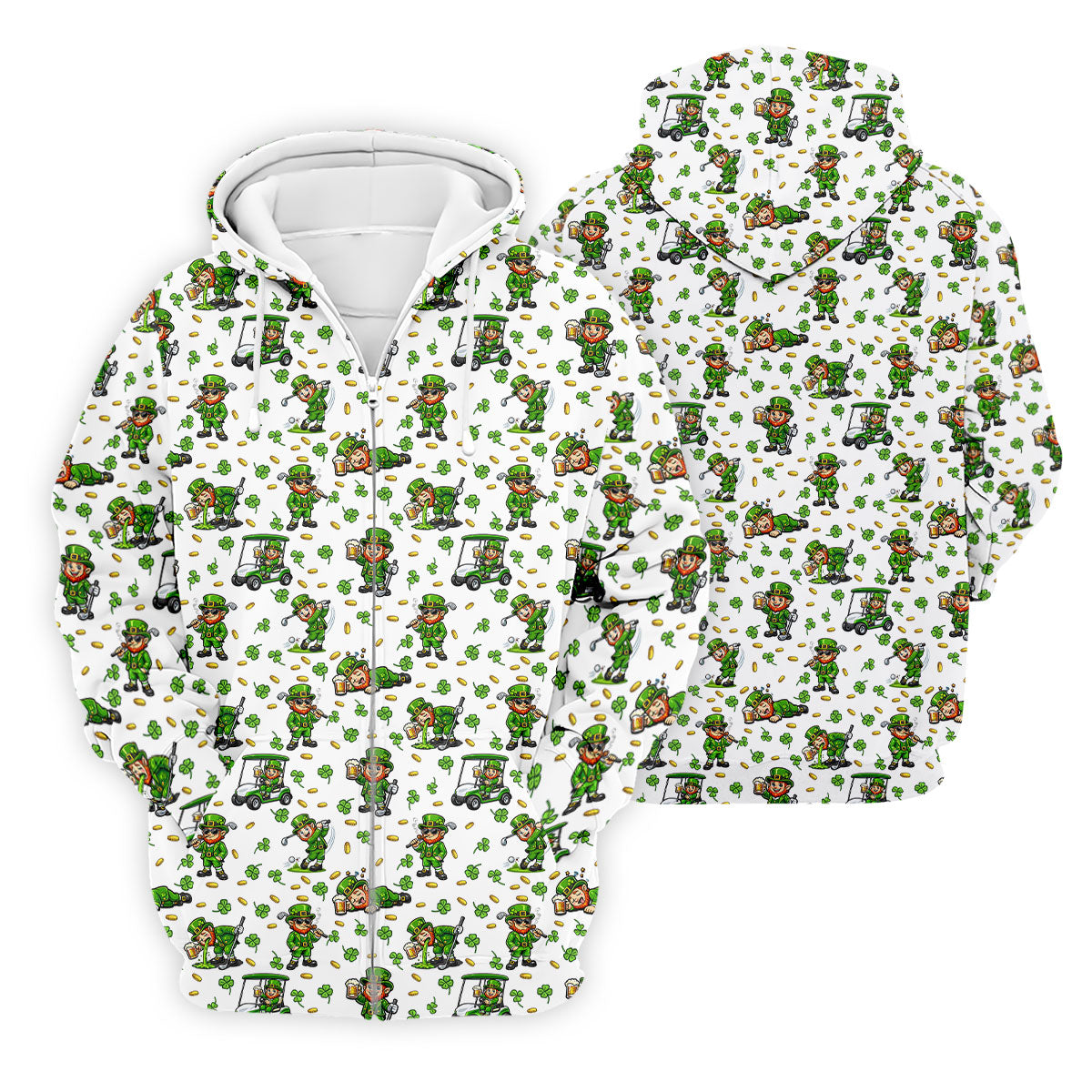 Funny Leprechaun Golf And Beer Shamrocks St Patrick's Day Golf Shirt, Golf Tops For Men, Polo For Men