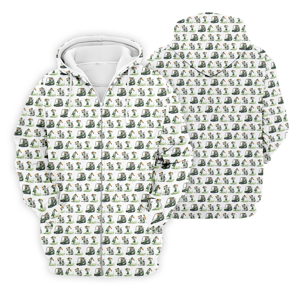 Funny Toucan Golf Pose White And Green Golf Tops For Men, Polo ShirtFor Men, Golf Shirts For Men