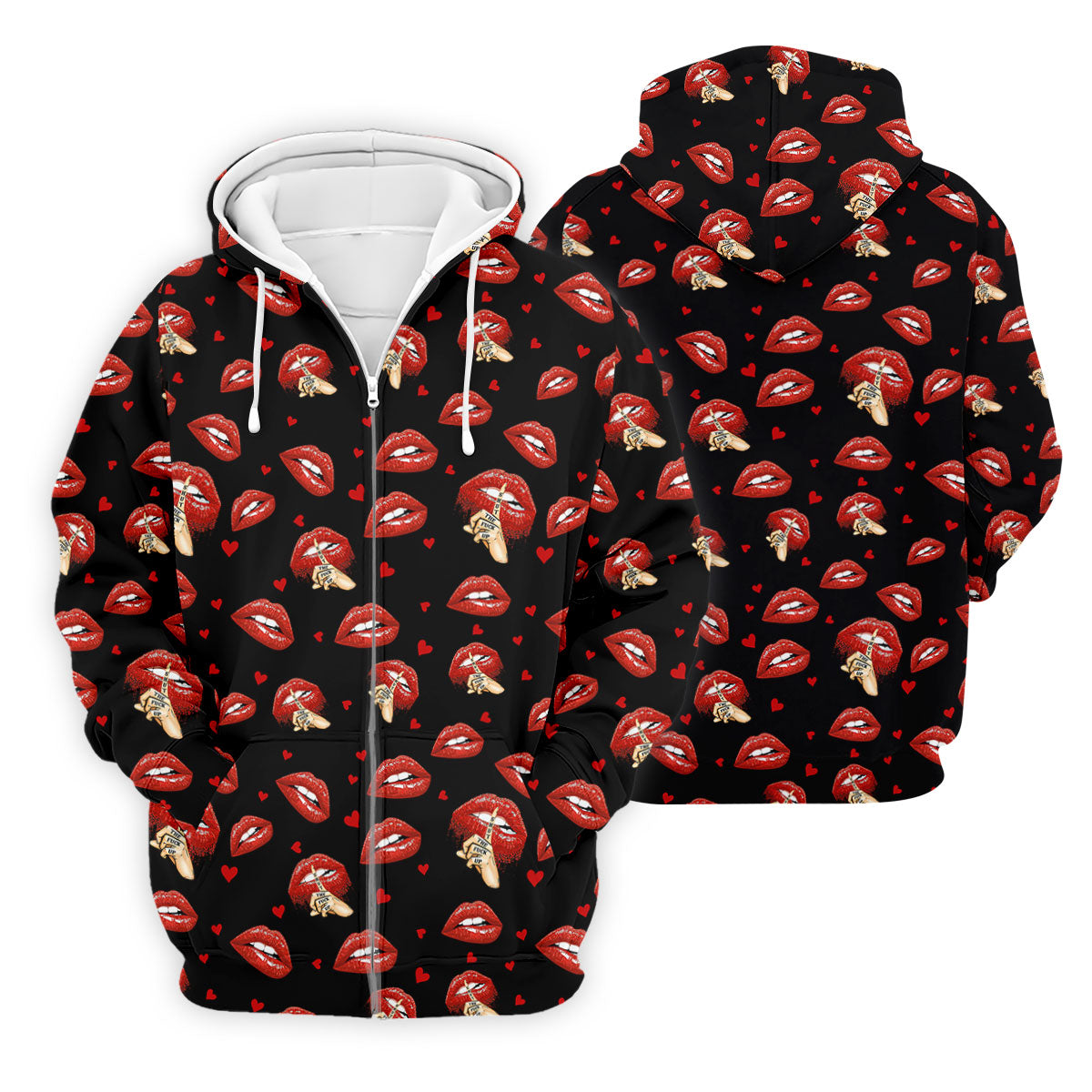 Sassy Red Lips Golf Shirt, Funny Valentine Pattern Design, Men's Golf Polo