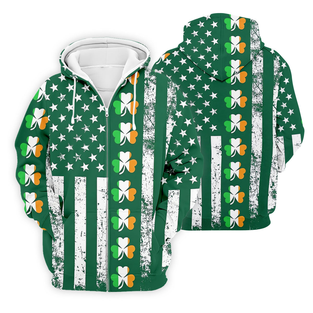 Irish Shamrock Vertical Stripes St Patrick's Day Golf Shirt, Polo ShirtFor Men, Golf Shirts For Men
