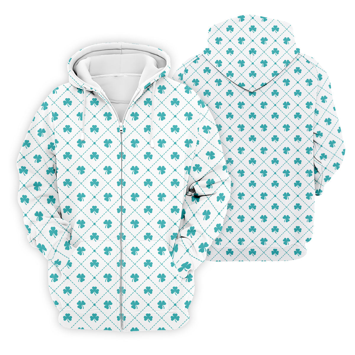 Grid Pattern Shamrock Golf Shirt, St Patrick's Day Golf Tops For Men, Golf Shirts For Men, Polo ShirtFor Men