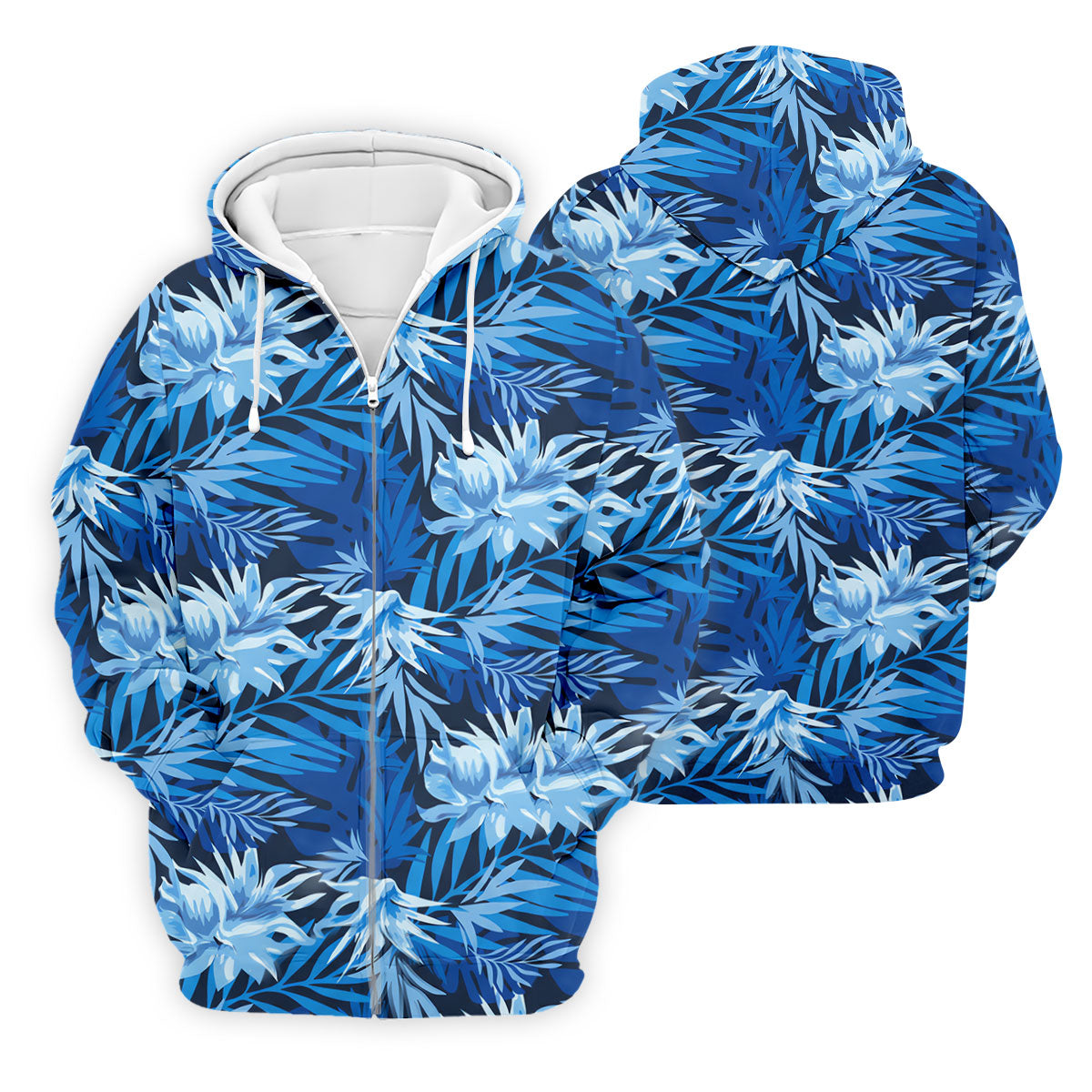 Blue Tropical Hibiscus Floral Golf Shirt, Mens Polo Shirts, Golf Apparel For Men