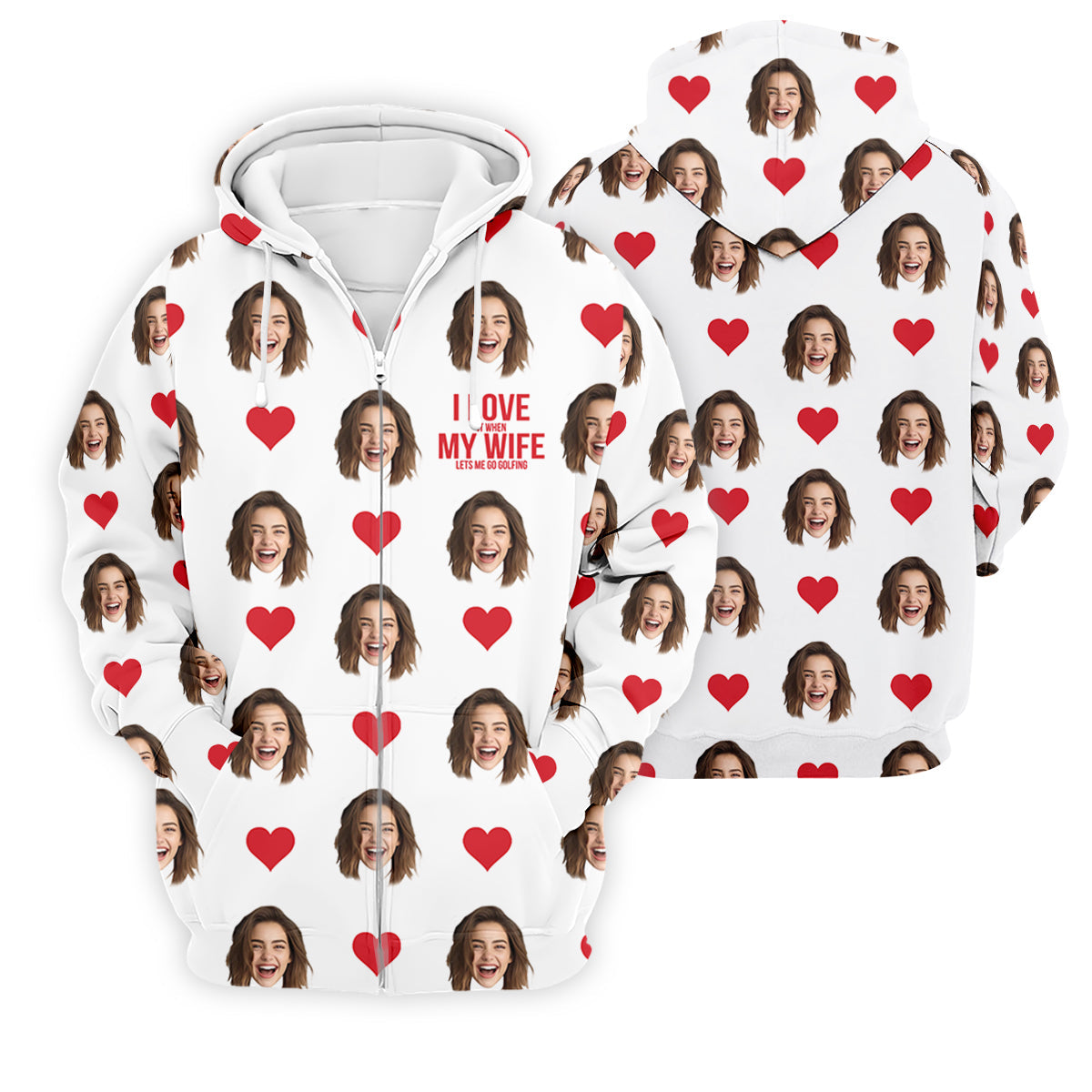 I Love It When My Wife Let Me Golfing Custom Photo White Golf Shirt, Valentines Golf Gift, Fun Golf Shirts For Men