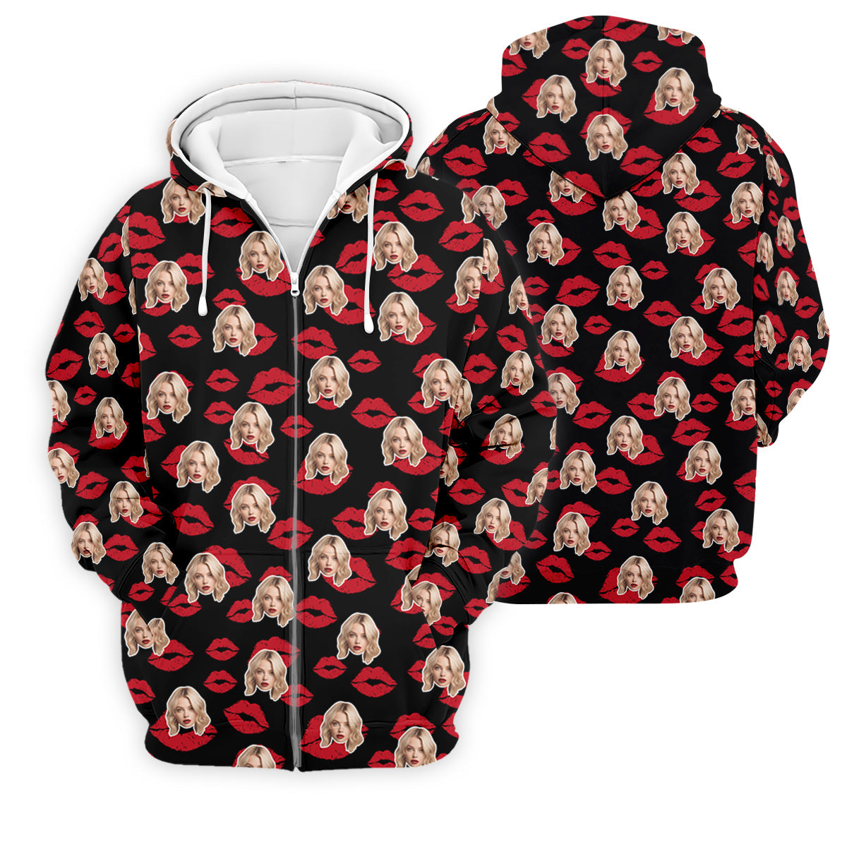 Kiss Lipstick Mark Custom Photo Golf Tops For Men, Valentines Golf Gift, Polo ShirtFor Men