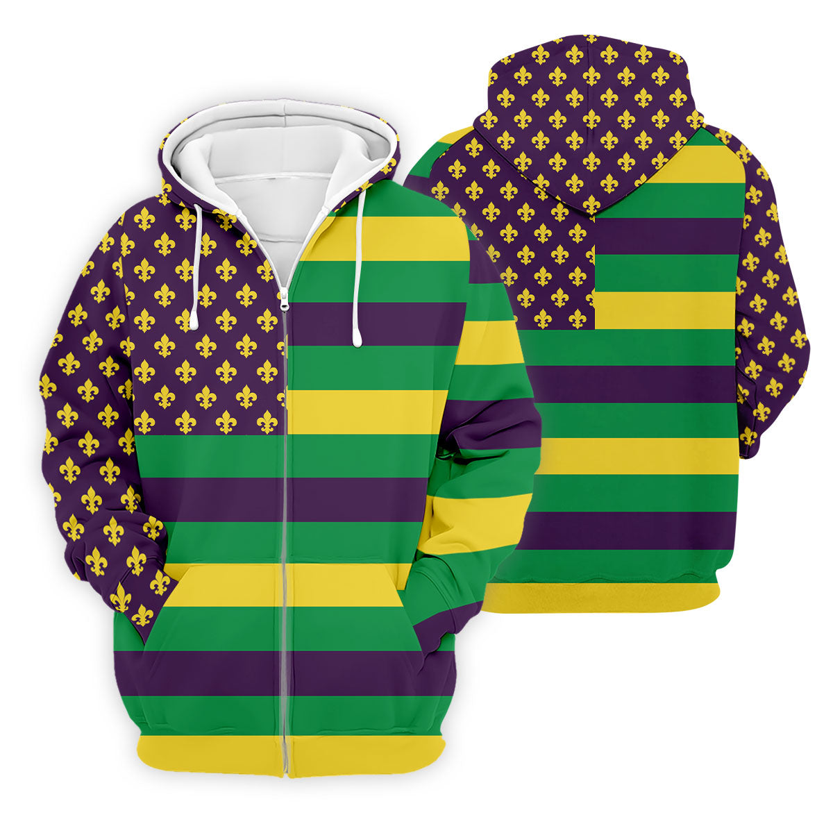 Mardi Gras Flags Fleur De Lis Purple Green Gold Golf Tops For Men, Polo ShirtFor Men, Golf Shirts For Men