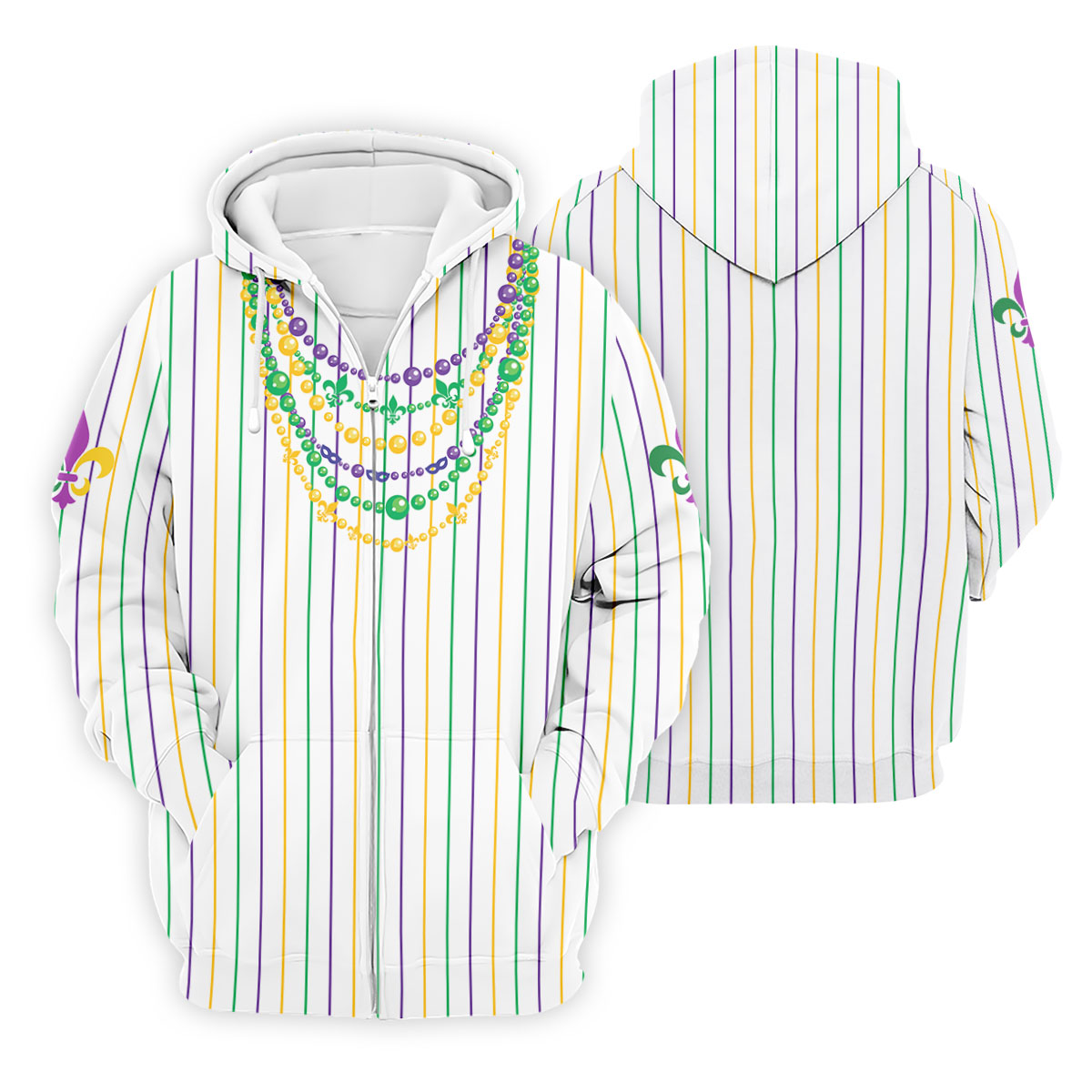 Mardi Gras Beads Necklaces Print White Golf Shirt, Golf Tops For Men, Polo ShirtFor Men, Golf Shirts For Men