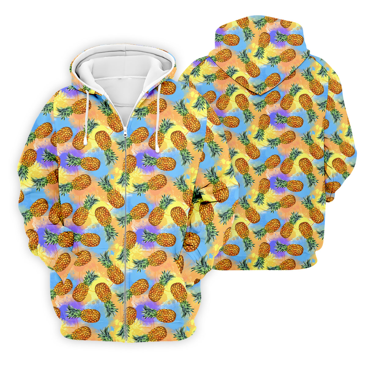 Colorful Pineapple Tropical Pattern Golf Shirt, Mens Polo Shirt, Hawaiian Golf Shirt, Performance Golf Shirt