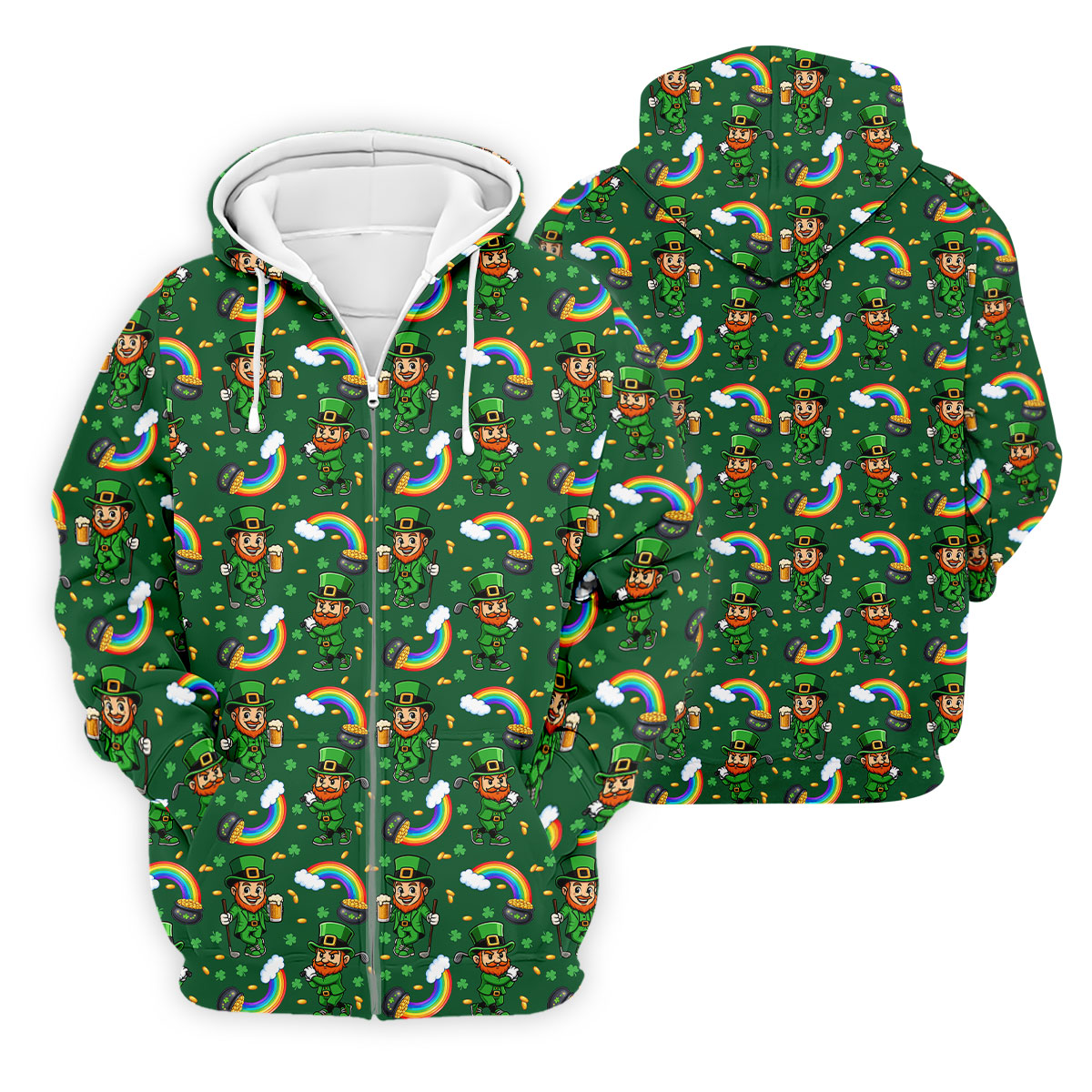 St Patrick's Day Leprechaun Golf Pose Rainbow Gold Pot Shamrock Golf Shirt, Golf Tops For Men, Golf Shirts For Men