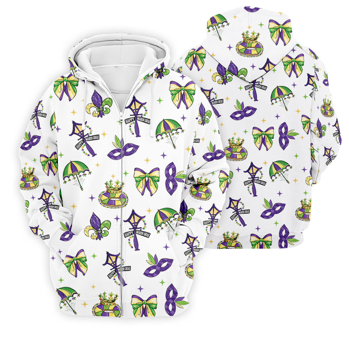 Fleur De Lis Carnival Masks Happy Mardi Gras White Golf Shirt, Polo ShirtFor Men, Golf Shirts For Men