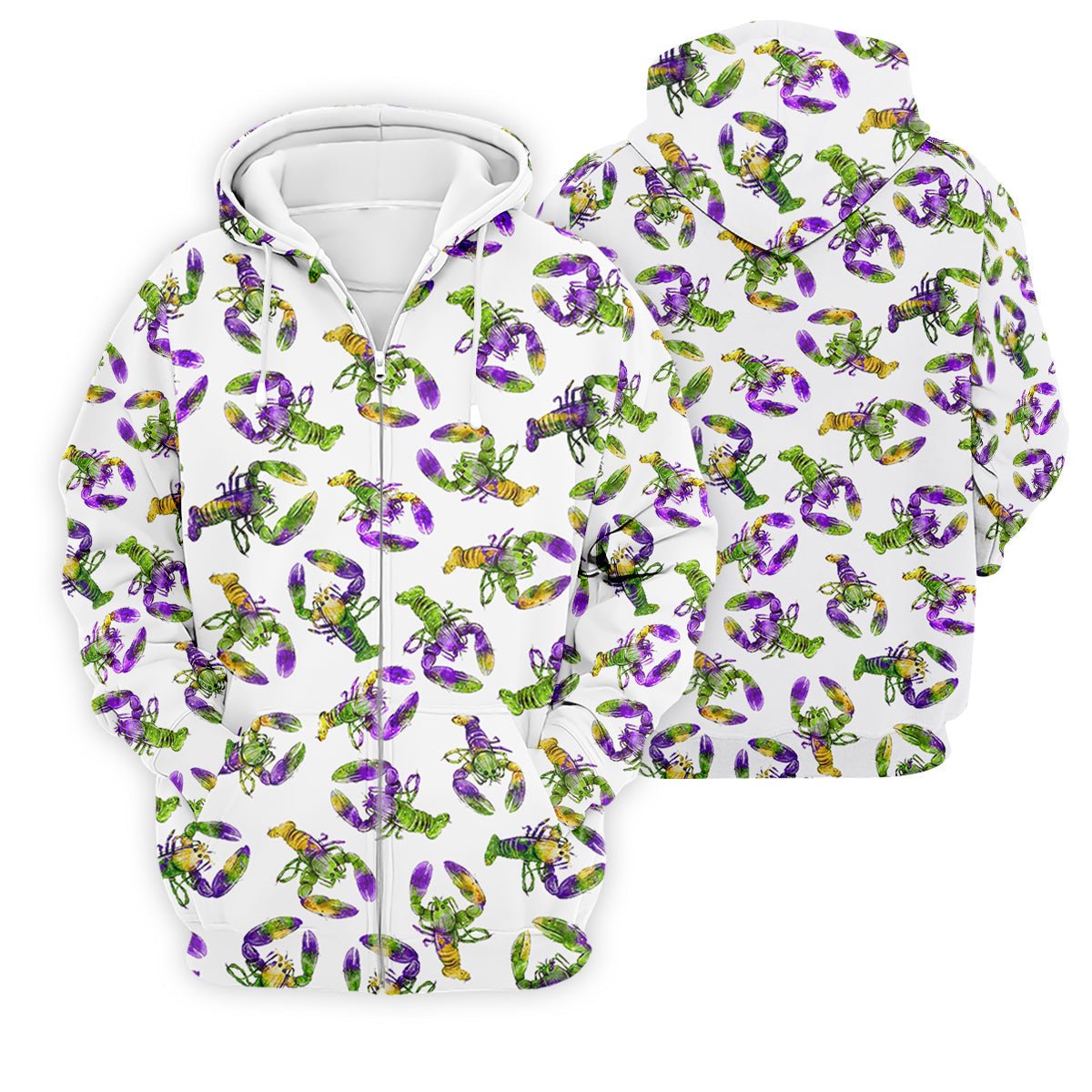 Purple Green Gold Crawfish Pattern Mardi Gras Golf Shirt, Polo ShirtFor Men, Golf Shirts For Men