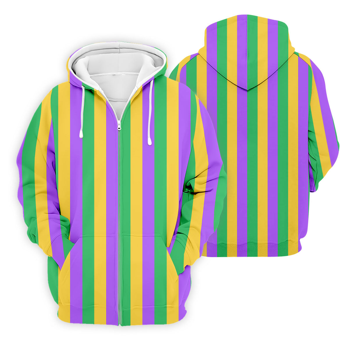 Green Gold Purple Vertical Stripe Mardi Gras Golf Shirt, Polo ShirtFor Men, Golf Shirts For Men