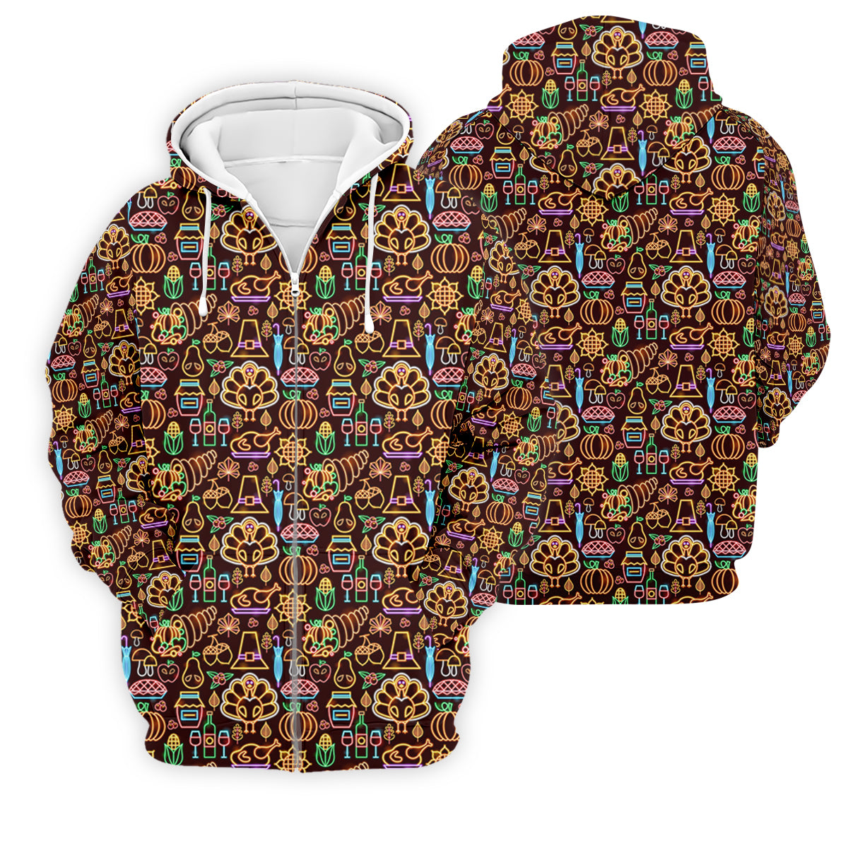 Thanksgiving Party Neon Print Golf Tops For Men, Polo Shirt Men, Golf Gift For Men