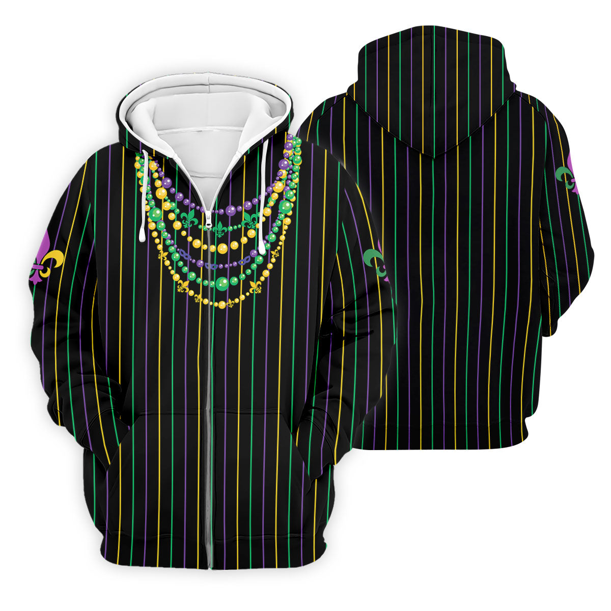 Mardi Gras Beads Necklaces Print Black Golf Shirt, Golf Tops For Men, Polo ShirtFor Men, Golf Shirts For Men