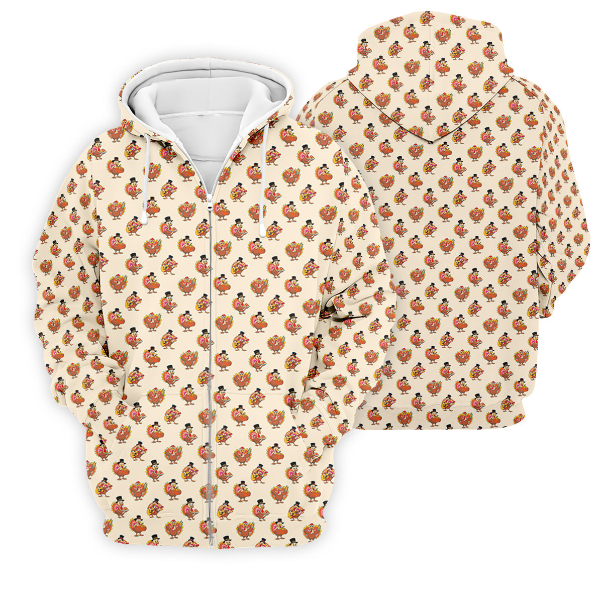 Festive Turkey Thanksgiving Holiday Beige Golf Tops For Men, Polo Shirtor Men, Golf Gift For Men
