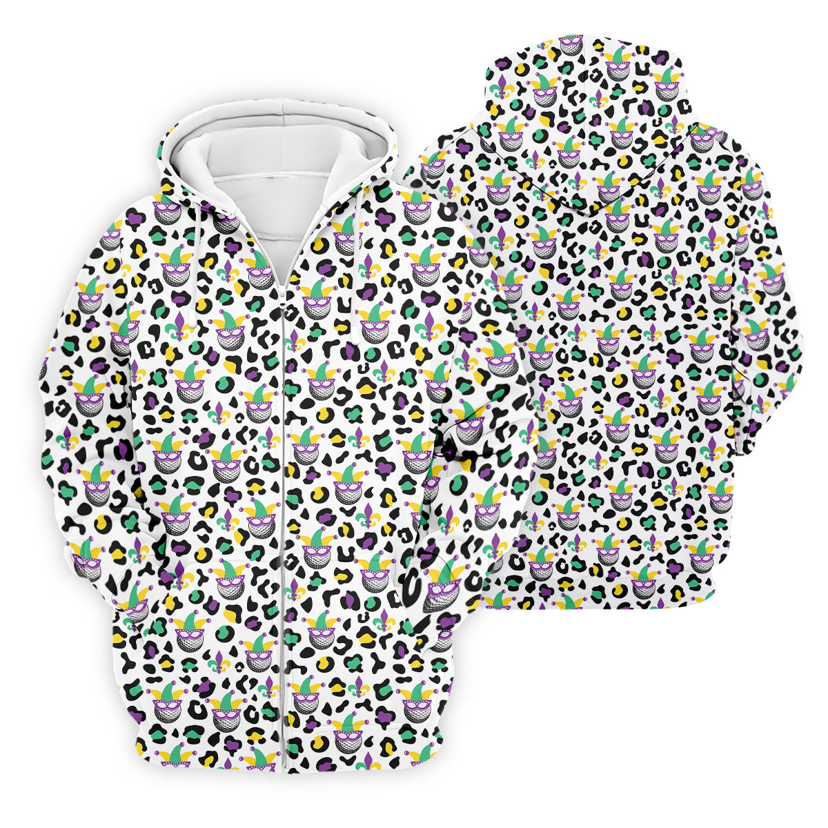 Mardi Gras Mask Leopard Spots Funny Golf Ball Golf Tops For Men, Polo ShirtFor Men, Golf Shirts For Men