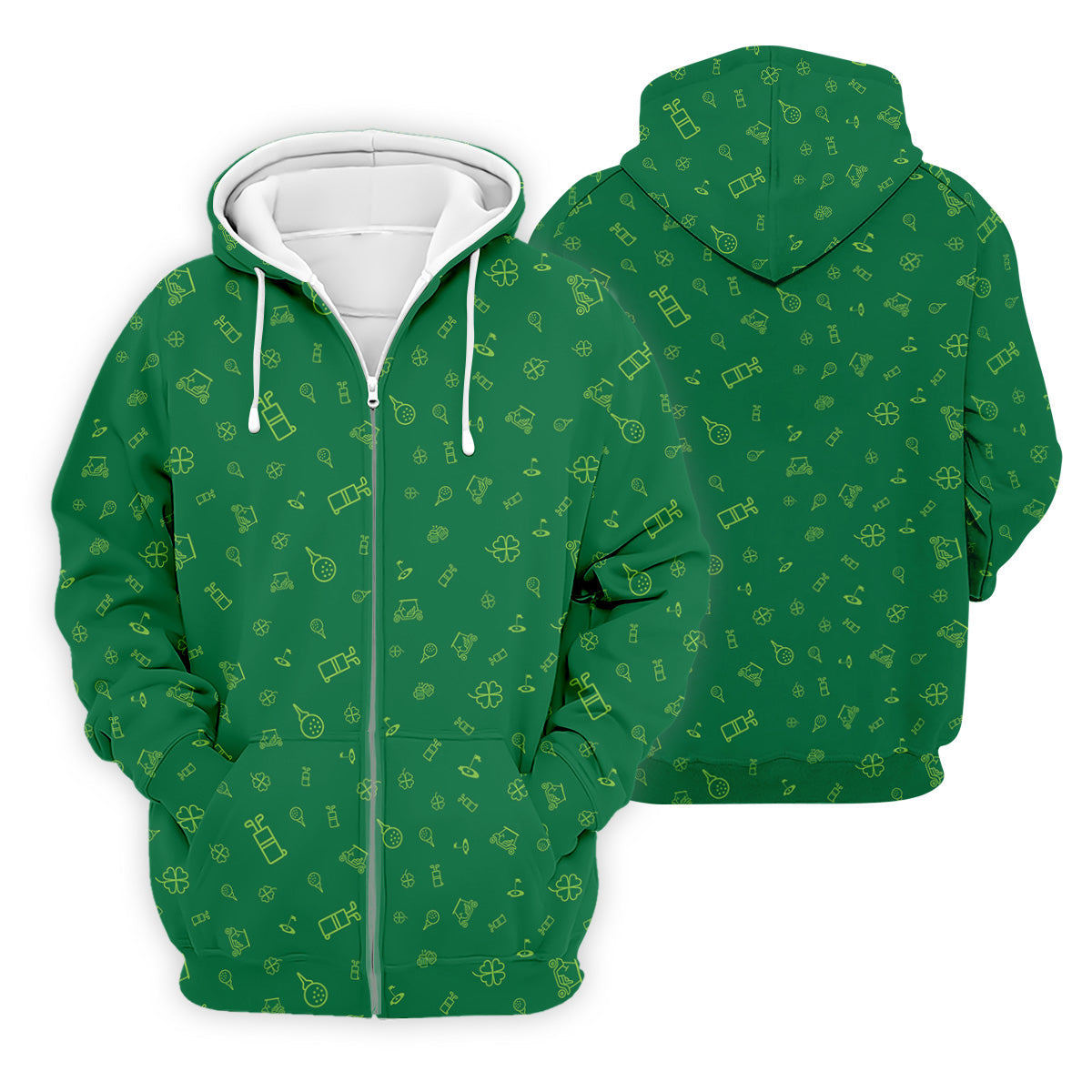 Golf And Beer Lucky Four Leaf Clover St Patrick's Day Green Golf Tops For Men, Golf Gift For Men