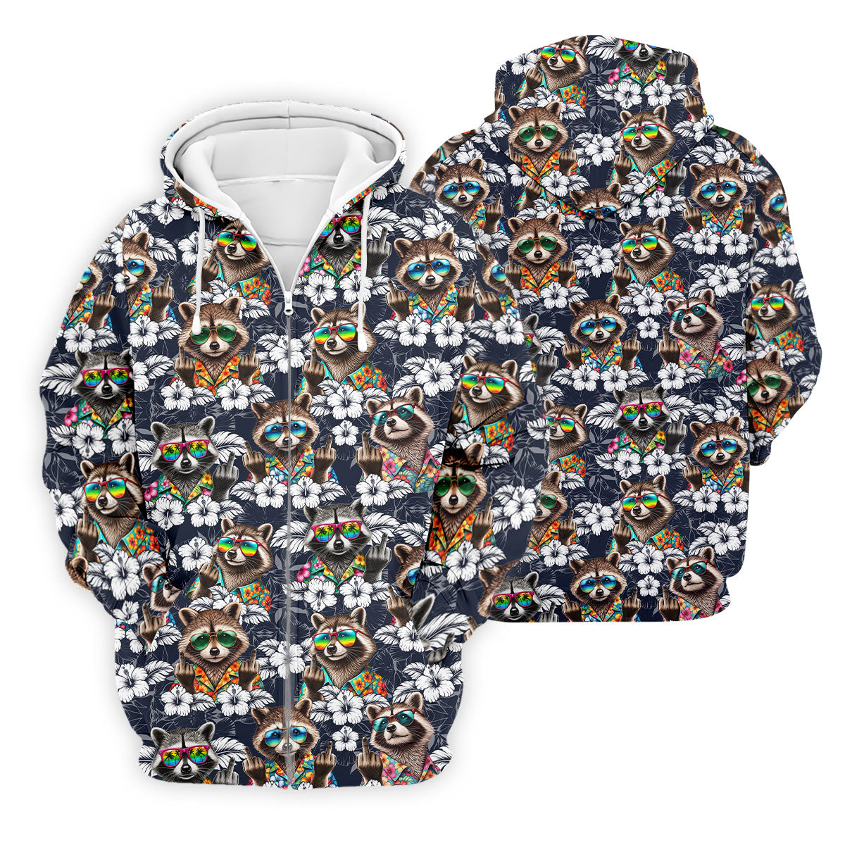 Cool Raccoon Sunglasses Tropical Golf Shirt, Funny Golf Shirt, Men's Golf Shirt, Polo Shirts For Men
