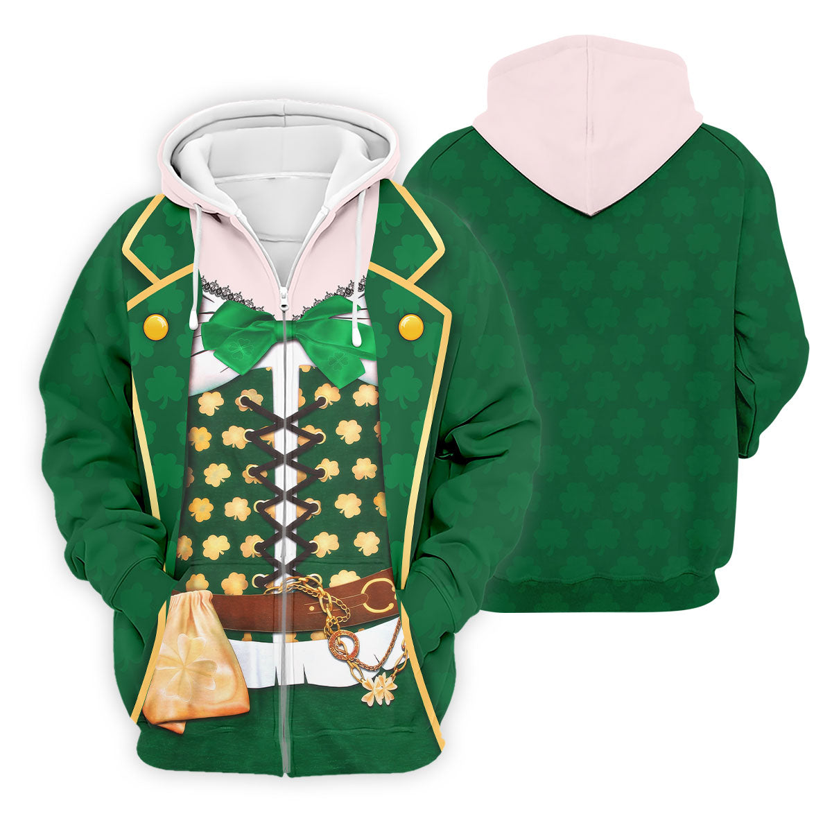 St Patrick's Day Green Leprechaun Costume Print Golf Shirt, Men's Golf Shirt, Golf Gift For Men