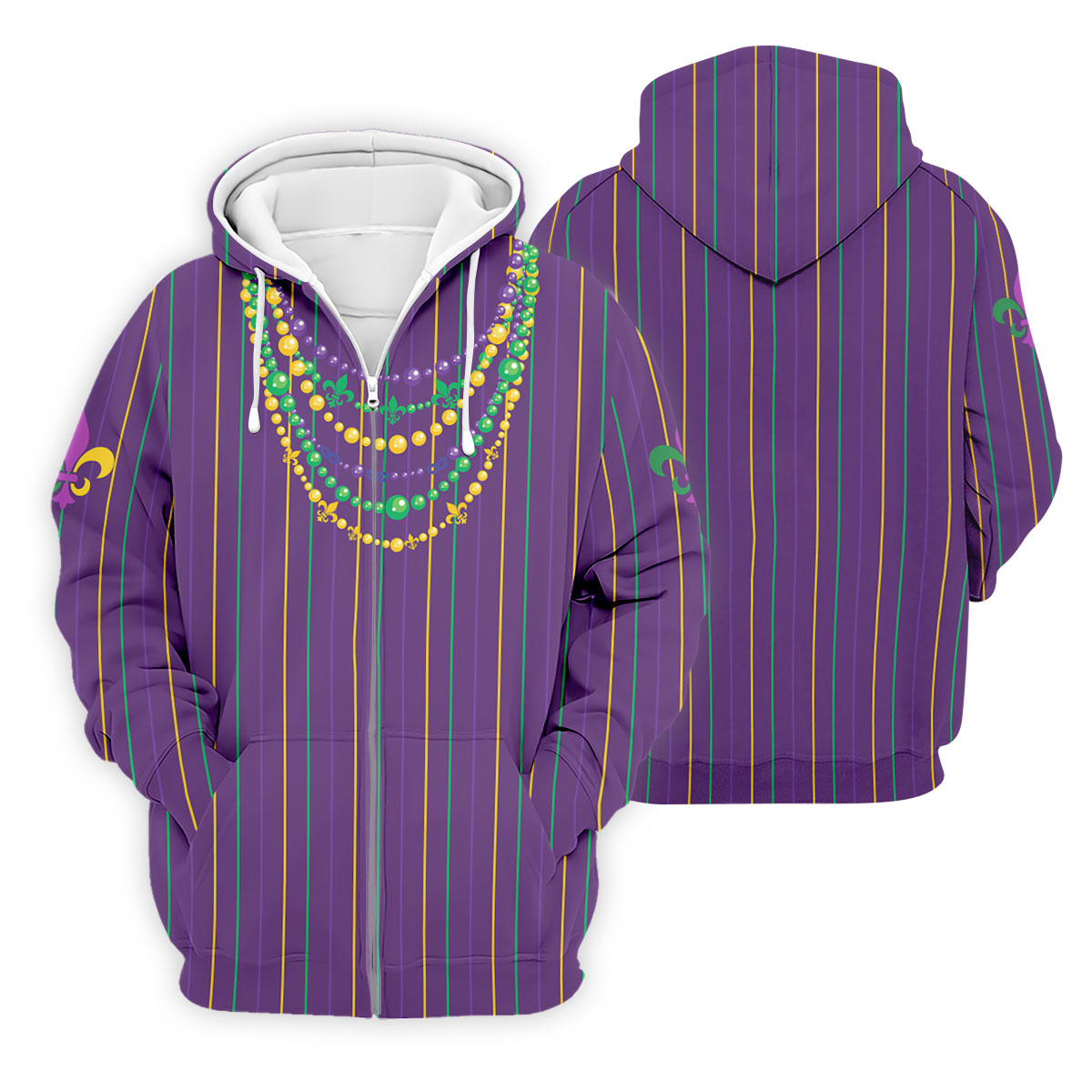 Mardi Gras Beads Necklaces Print Purple Golf Shirt, Golf Tops For Men, Polo ShirtFor Men, Golf Shirts For Men