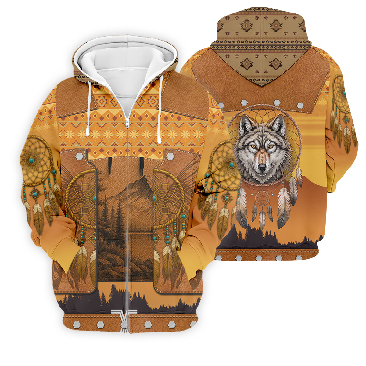 Golden Horizon Tribal Theme Golf Tops For Men, Native American Ancestry Polo ShirtFor Men, Indigenous Peoples Month