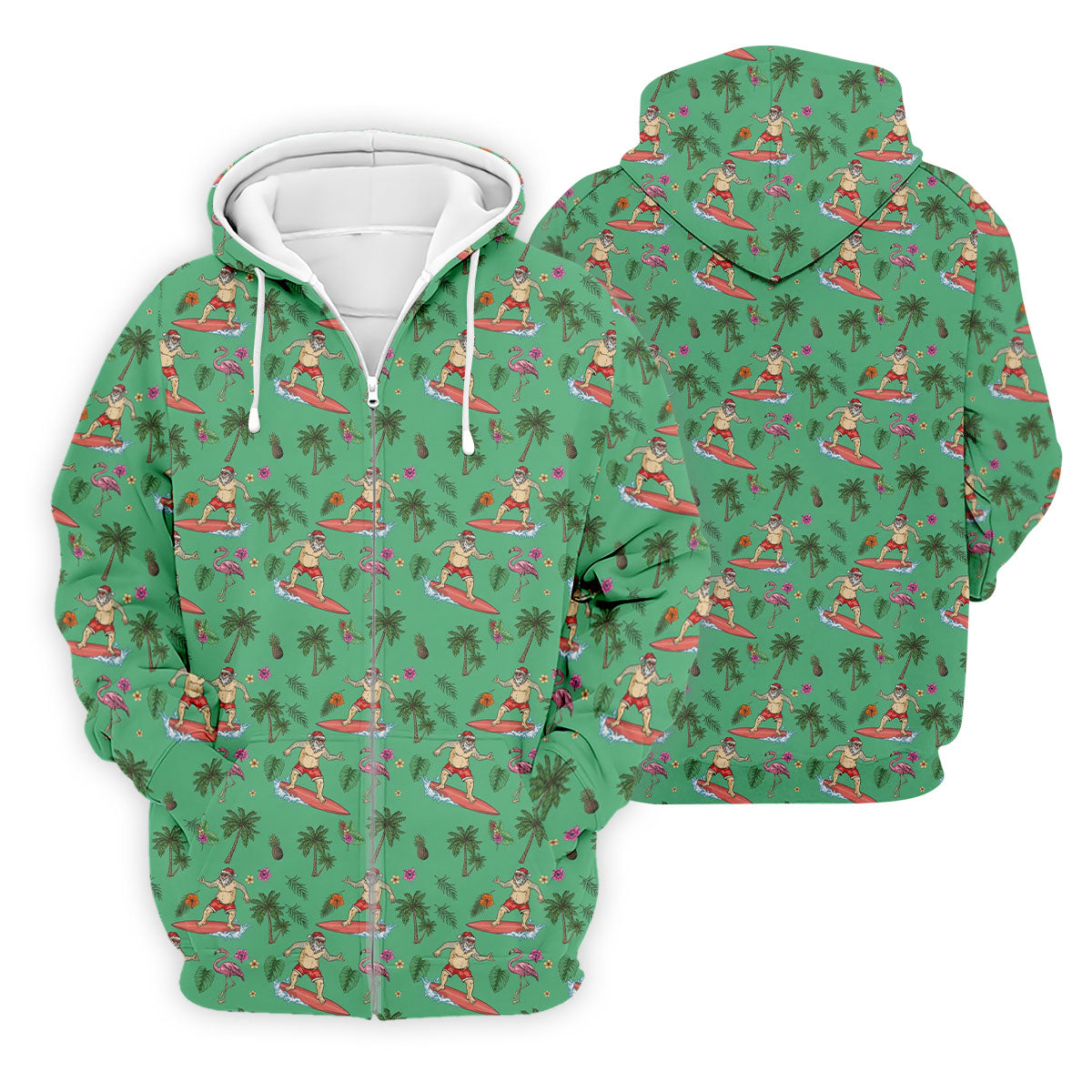Santa Flamingo Tropical Golf Shirt, Christmas Golf Shirt, Golf Apparel For Men