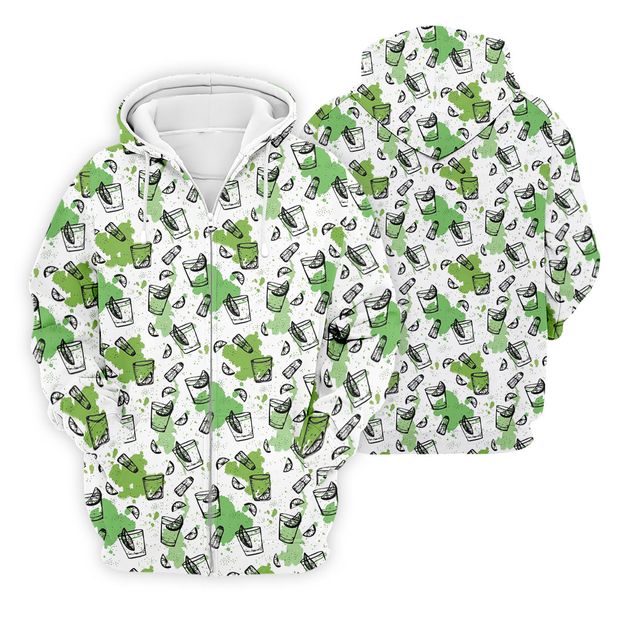 Green Cocktail Splash Pattern Golf Shirt, Mens Golf Shirts, Hawaiian Golf Shirt, Golf Polo Shirts For Men