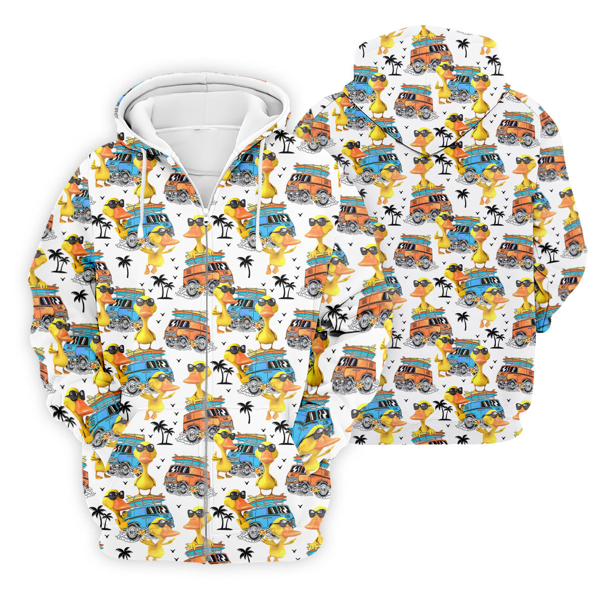 Cool Duck Surf Van Beach Golf Shirt, Mens Golf Shirts, Hawaiian Golf Shirt, Golf Apparel For Men
