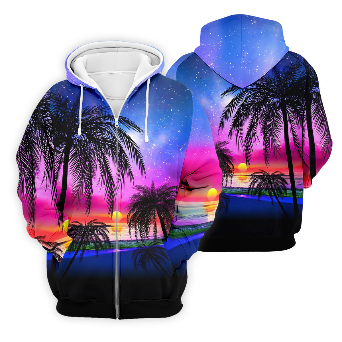 Palm Tree Beach Sunset Golf Shirt, Mens Golf Polo, Printed Golf Shirts, Golf Apparel For Men