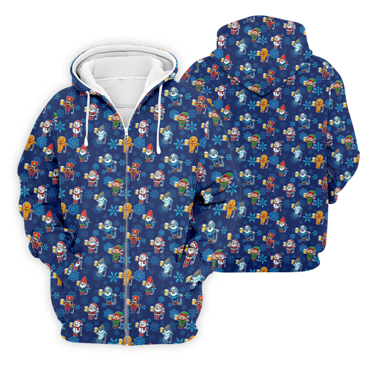 Christmas Characters Golf And Beer Navy Men's Funny Golf Shirts, Christmas Golf Shirt, Polo ShirtFor Men